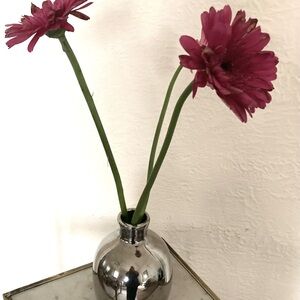 Vintage Modernist Minimalist Silver Glass Vase 8”